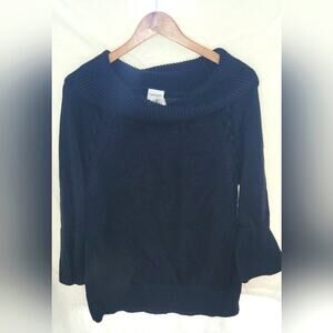 Chicos Sweater Womens 2 US Large Black Cowl Neck Tunic Pullover